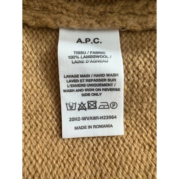 A.P.C 100% Lambswool Crew Neck Pullover sweater sz 2XL color camel NWT mspr $350 - Picture 5 of 9
